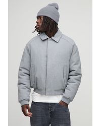 Boohoo - Regular Fit Melton Mono Padded Collared Bomber Jacket - Lyst