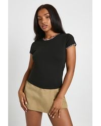 Boohoo - Leopard Print Ringer Tee - Lyst