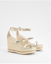 Boohoo - Double Strap Embellished Detail Espadrille Wedges - Lyst