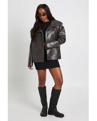 Boohoo - Oversized Collar Pu Jacket - Lyst