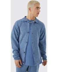 BoohooMAN - Brushed Knitted Collared Cardigan - Lyst