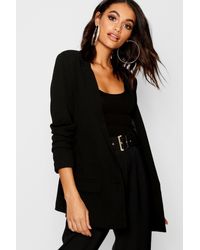 Boohoo Blazer Oversize À Manches Froncées Et Détail V - Noir
