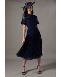 Coast - Lace Top Pleated Dress - Lyst