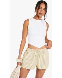 Boohoo - Top Sin Mangas Básico De Canalé Con Filo De Pico Y Escote Estilo Nadador - Lyst