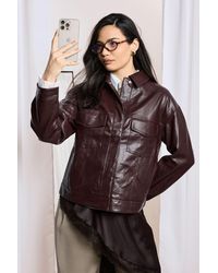 Boohoo - Faux Leather Button Up Jacket - Lyst