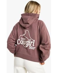 Boohoo - Texas Cowgirl Star Slogan Back Print Zip Through Boxy Crop Hoodie - Lyst