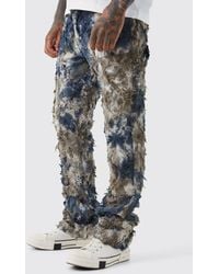 BoohooMAN - Fixed Waist Slim Oil Camo Cargo Tapestry Trouser - Lyst