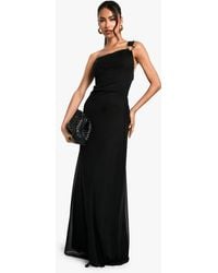 Boohoo - Trim Detail Mesh Fit And Flare Maxi Dress - Lyst