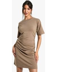 Boohoo - Ruched Side T-Shirt Mini Dress - Lyst