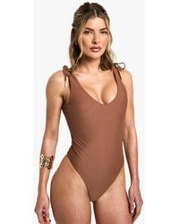 Boohoo - Feather Charm Backless Bathing Suit - Lyst