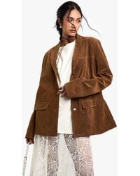 Boohoo - Vintage Look Faux Suede Oversized Blazer - Lyst