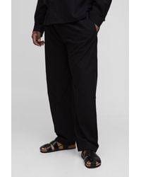 Boohoo - Plus Linen Look Elasticated Waist Straight Leg Pants - Lyst
