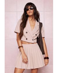 Boohoo - Contrast Button Cropped Blazer - Lyst