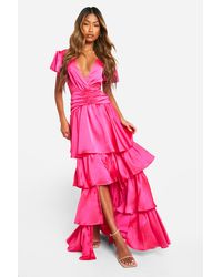 Boohoo - Ruffle Tiered Cut Out Maxi Dress - Lyst