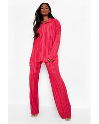 Boohoo Plisse Floor Sweeping Wide Leg 