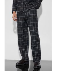 Boohoo - Relaxed Fit Windowpane Flannel Suit Pants - Lyst