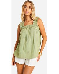 Boohoo - Textured Ruffle Strap Cami Top - Lyst