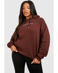 Boohoo - Plus Oversized Embroided Hoodie - Lyst