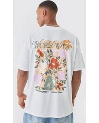 BoohooMAN - Oversized Floral Worldwide Back Print T-shirt - Lyst