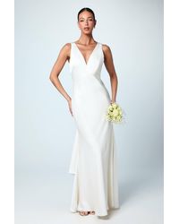 Coast - Satin V Neck Maxi Bridemaids Dress With Back Sash Detail - Lyst