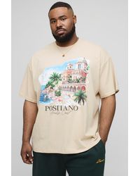 Boohoo - Plus Oversized Amalfi Coast Location Print T-Shirt - Lyst