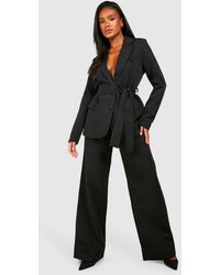 Boohoo - Turn Cuff Wide Leg Relaxed Fit Tailored Pants - Lyst