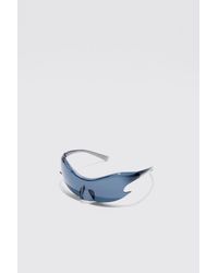 Boohoo - Shield Racer Mirror Lens Rimless Plastic Sunglasses - Lyst