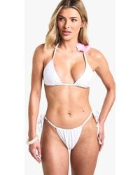 Boohoo - Orchid Flower Trim Triangle Bikini Top & Tanga Tie Side Bikini Bottoms Set - Lyst