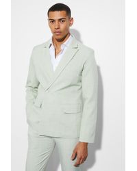 Boohoo - Slim Double Breasted Texture Suit Jacket - Lyst