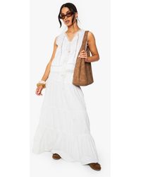 Boohoo - Petite Tiered Poplin Maxi Skirt - Lyst