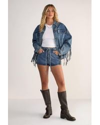 Nasty Gal - Lace Up Denim Shorts - Lyst
