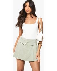 Boohoo - Foldover Pleated Tailored Skort - Lyst
