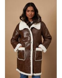 Oasis - Pu Bonded Shearling Coat - Lyst