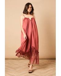 Oasis - Babydoll Floaty Lace Detail Maxi Dress - Lyst