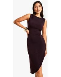 Boohoo - Tall Racer Asymmetric Hem Midi Dress - Lyst