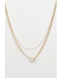 Boohoo - Gold Chain Link T-bar Necklace - Lyst