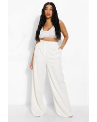 white wide leg trousers