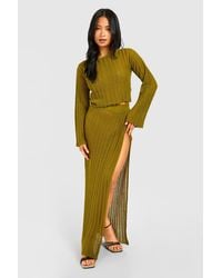 Boohoo - Petite Tie Back Top And Thigh Split Maxi Skirt - Lyst