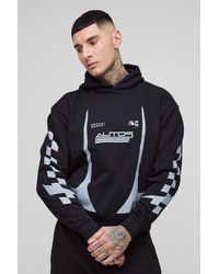 BoohooMAN - Tall kastiger Oversize Hoodie mit Moto-Print - Lyst