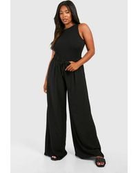 Boohoo - Plus Woven Drawstring Wide Leg Trouser - Lyst