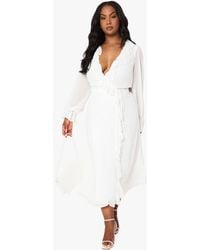 Boohoo - Plus Chiffon Ruffle Wrap Dress - Lyst