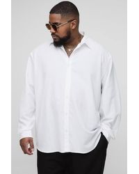 Boohoo - Plus Long Sleeve Super Oversized Linen Blend Shirt - Lyst