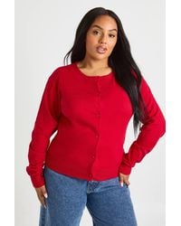 Boohoo - Plus Crew Neck Button Through Cardigan - Lyst