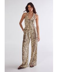 Nasty Gal - Zebra Print Linen Tailored Pants - Lyst