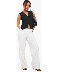 Boohoo - Pinstripe Tailored Slim Flare Trouser - Lyst