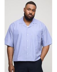 BoohooMAN - Plus kastiges gestreiftes Oversize Hemd - Lyst