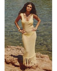 Boohoo - Beach Crochet Scoop Back Tassel Hem Maxi Dress - Lyst