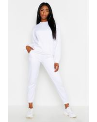 Boohoo Womens Oversized Basic Cuff Bottom Jogger - White