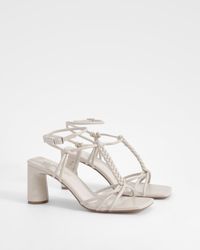 Boohoo - Wide Fit Knotted Flat Low Block Heels - Lyst