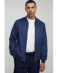 BoohooMAN - Faux Suede Regular Fit Bomber Jacket - Lyst